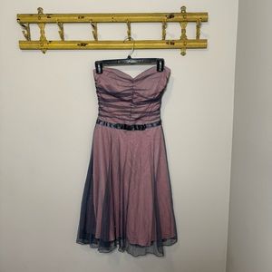My Michelle vintage pink + gray/blue tulle dress w sweetheart neckline, Size S.